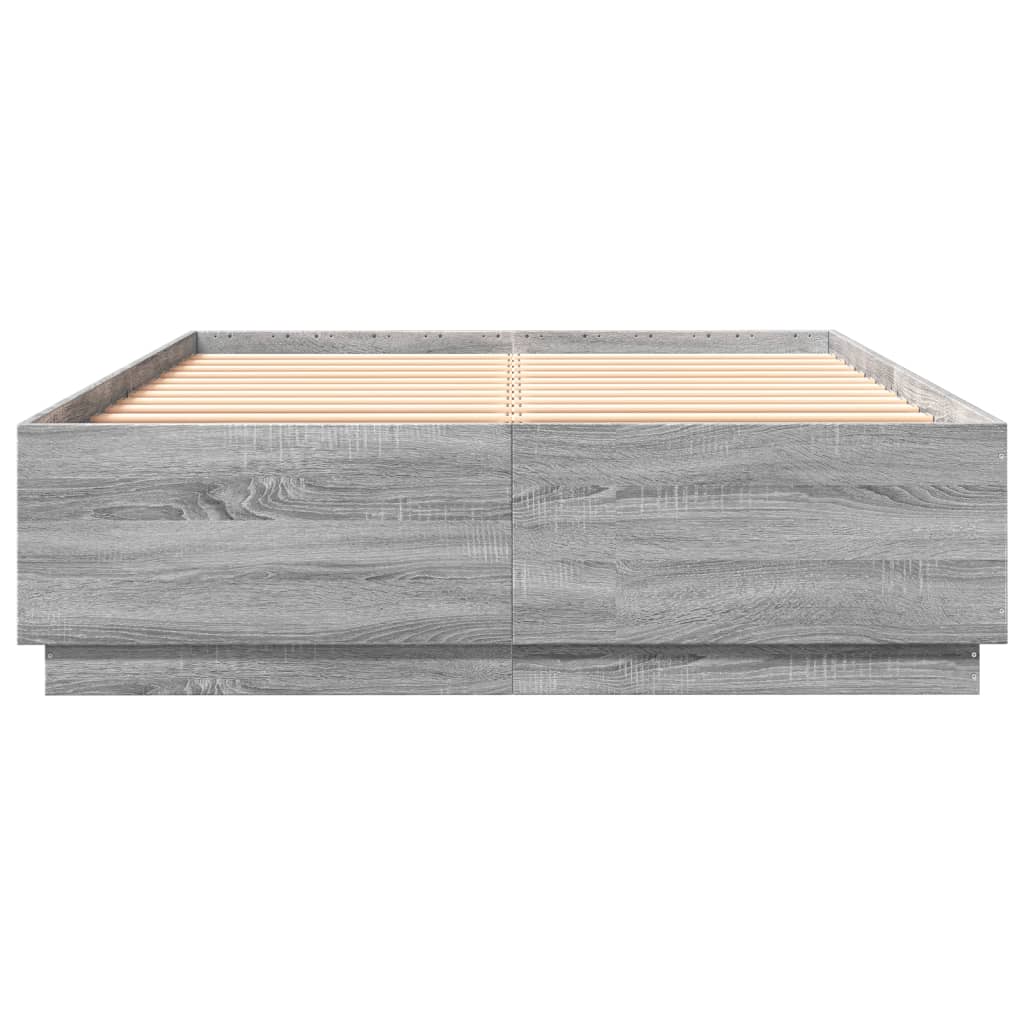 vidaXL Πλαίσιο Κρεβατιού με Φώτα LED Γκρι sonoma 120x200εκ. Επεξ. Ξύλο