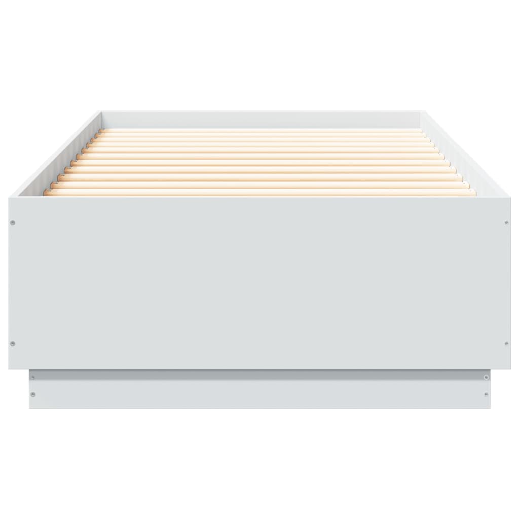 vidaXL Πλαίσιο Κρεβατιού με LED Λευκό 90 x 200 εκ. Επεξεργ. Ξύλο