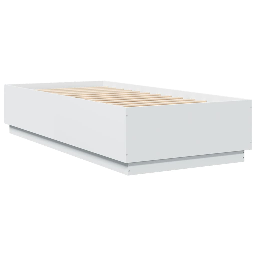 vidaXL Πλαίσιο Κρεβατιού με LED Λευκό 90 x 200 εκ. Επεξεργ. Ξύλο