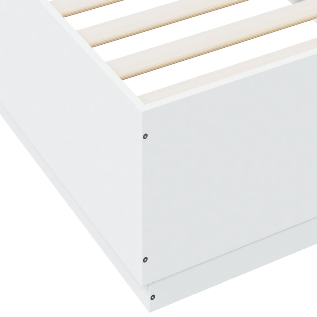 vidaXL Πλαίσιο Κρεβατιού με LED Λευκό 90 x 200 εκ. Επεξεργ. Ξύλο