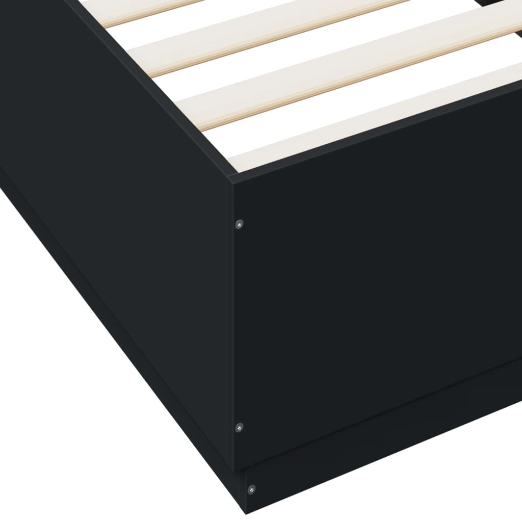 vidaXL Πλαίσιο Κρεβατιού με LED Μαύρο 90x200 εκ. Επεξεργ. Ξύλο