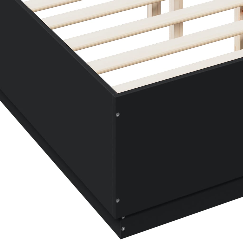 vidaXL Πλαίσιο Κρεβατιού με LED Μαύρο 120x190 εκ Επεξεργ. Ξύλο