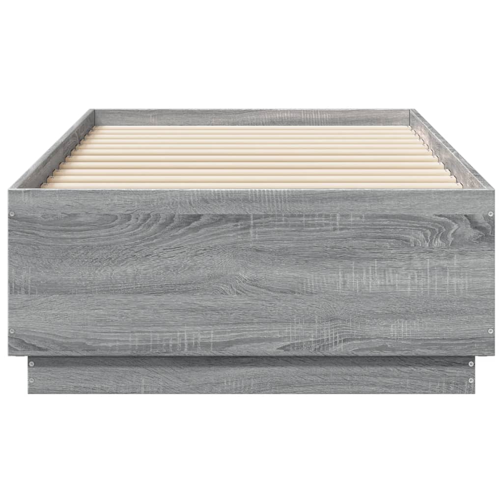vidaXL Πλαίσιο Κρεβατιού με LED Γκρι Sonoma 90 x 190 εκ. Επεξεργ. Ξύλο