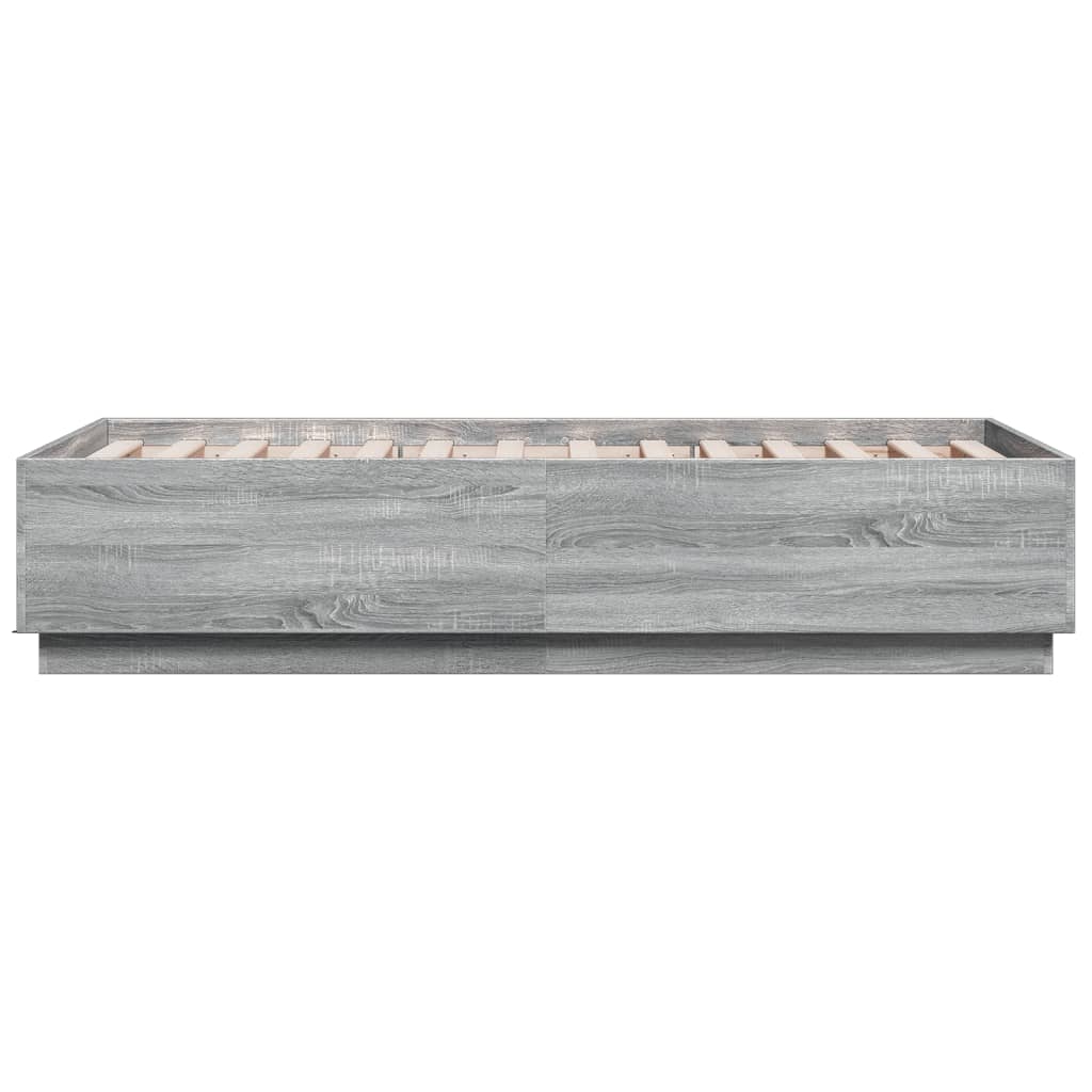 vidaXL Πλαίσιο Κρεβατιού με LED Γκρι Sonoma 90 x 190 εκ. Επεξεργ. Ξύλο