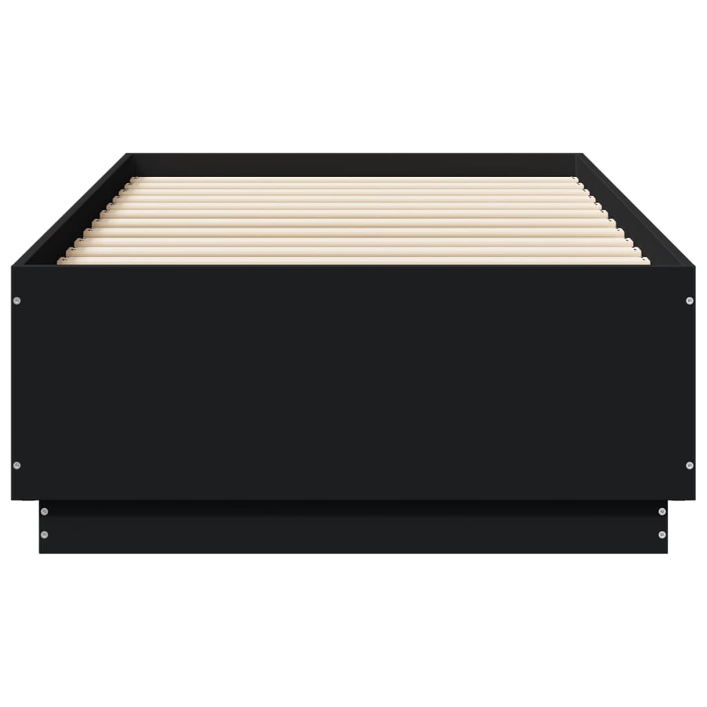vidaXL Πλαίσιο Κρεβατιού με LED Μαύρο 75x190εκ. από Επεξεργασμένο Ξύλο