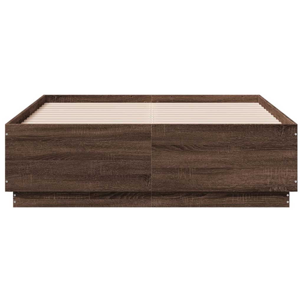 vidaXL Πλαίσιο Κρεβατιού Καφέ Δρυς 135x190 εκ. Επεξεργασμένο Ξύλο