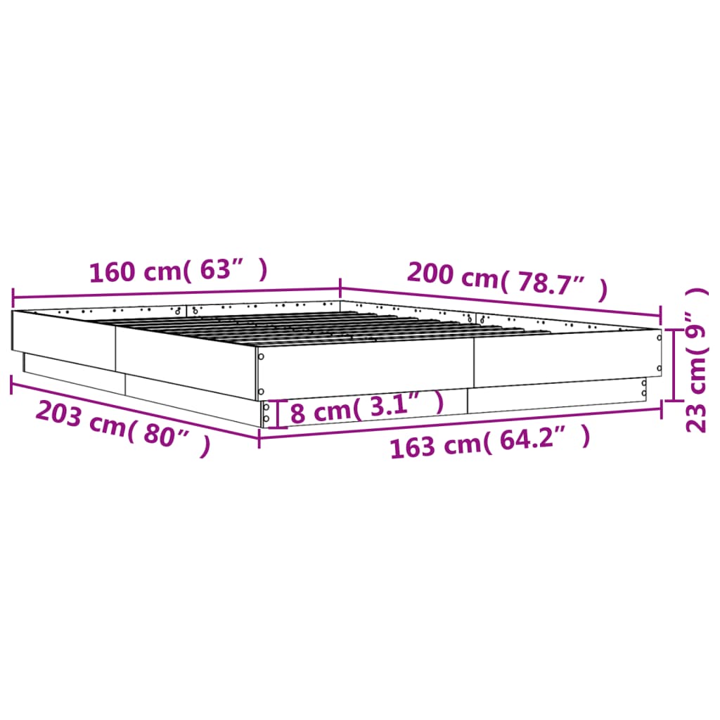 vidaXL Πλαίσιο Κρεβατιού Sonoma Δρυς 160x200 εκ. Επεξεργασμένο Ξύλο