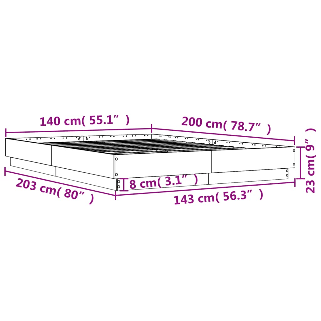 vidaXL Πλαίσιο Κρεβατιού Λευκό 140 x 200 εκ. Επεξεργ. Ξύλο