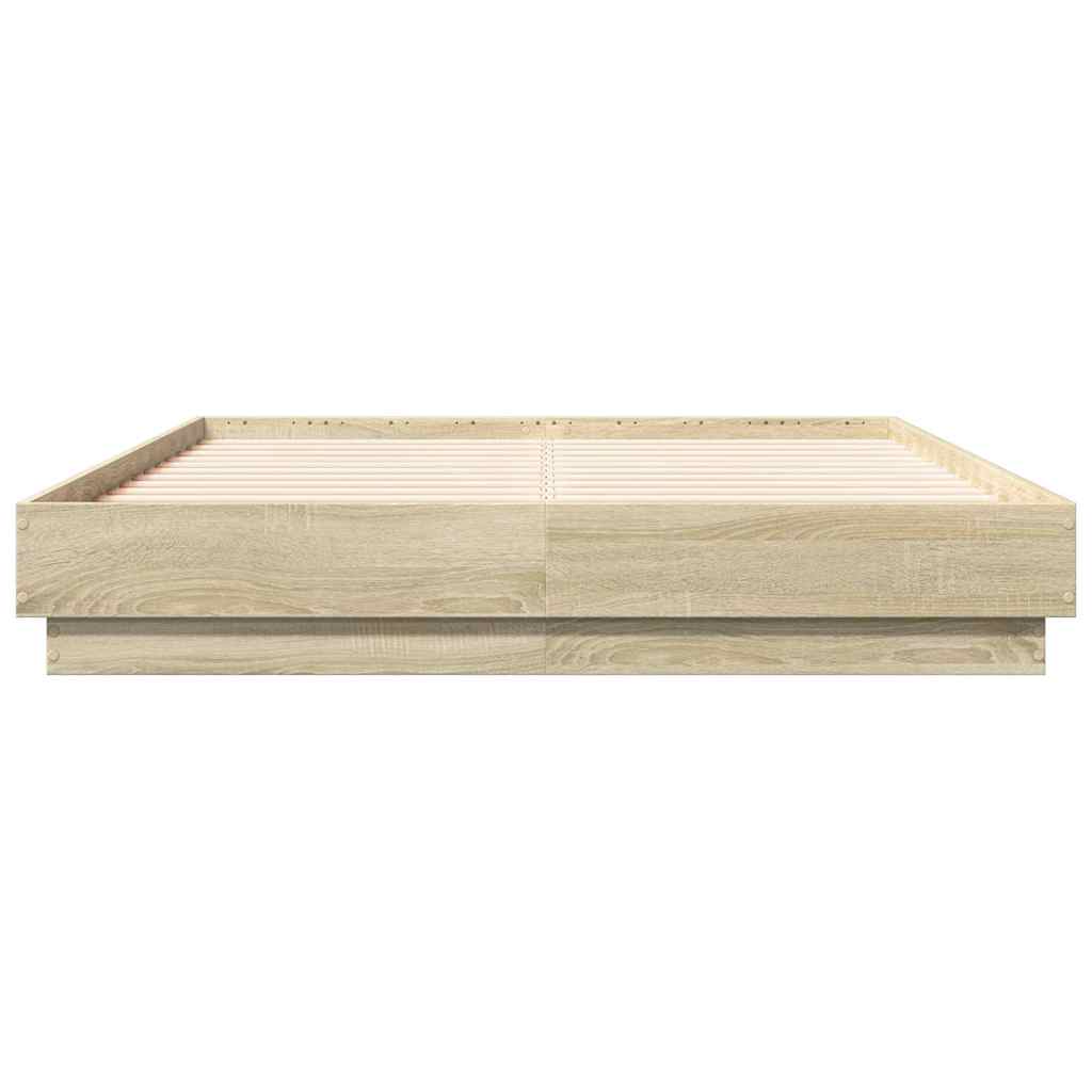 vidaXL Πλαίσιο Κρεβατιού Sonoma Δρυς 135x190 εκ. Επεξεργασμένο Ξύλο