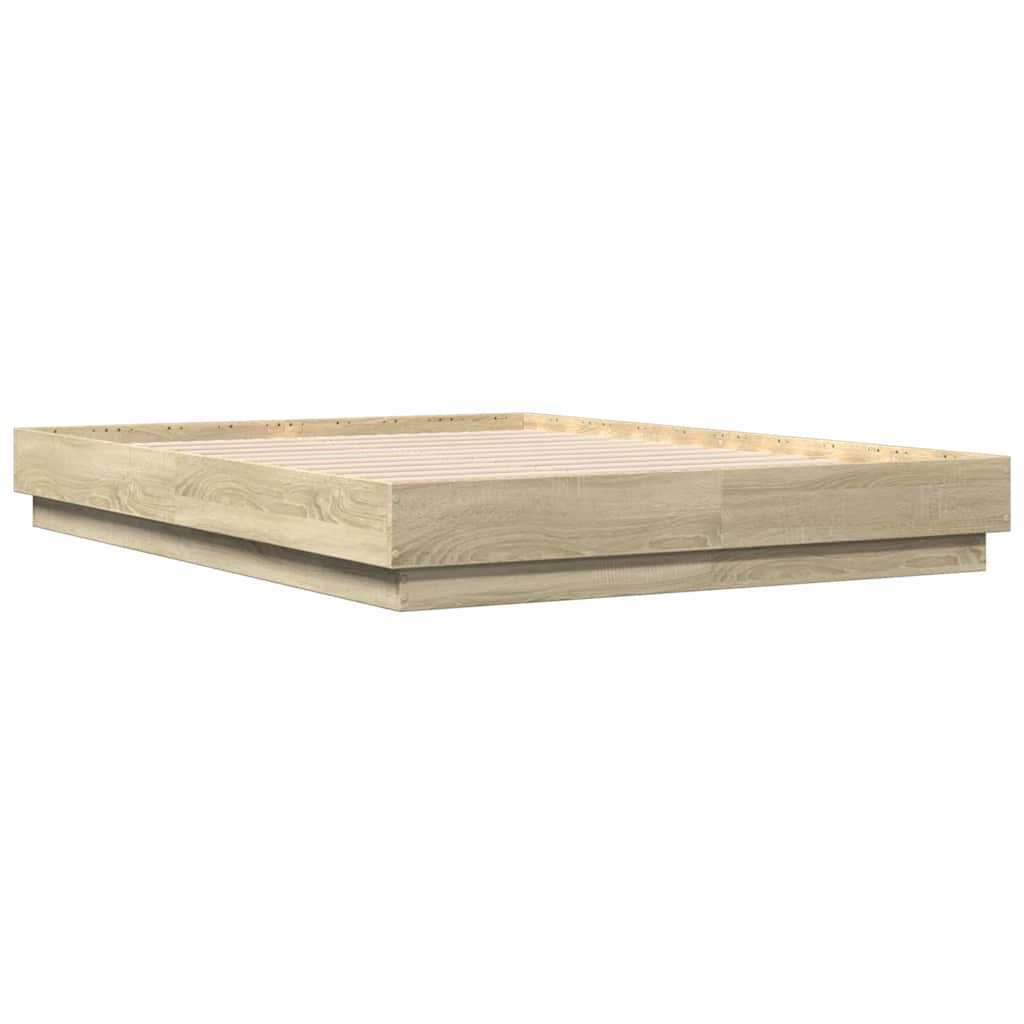 vidaXL Πλαίσιο Κρεβατιού Sonoma Δρυς 135x190 εκ. Επεξεργασμένο Ξύλο