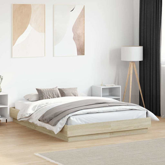 vidaXL Πλαίσιο Κρεβατιού Sonoma Δρυς 135x190 εκ. Επεξεργασμένο Ξύλο
