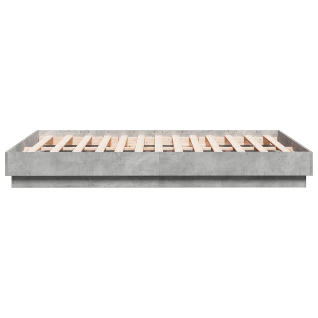 vidaXL Πλαίσιο Κρεβατιού Γκρι Σκυροδέματος 135x190 εκ. Επεξεργ. Ξύλο