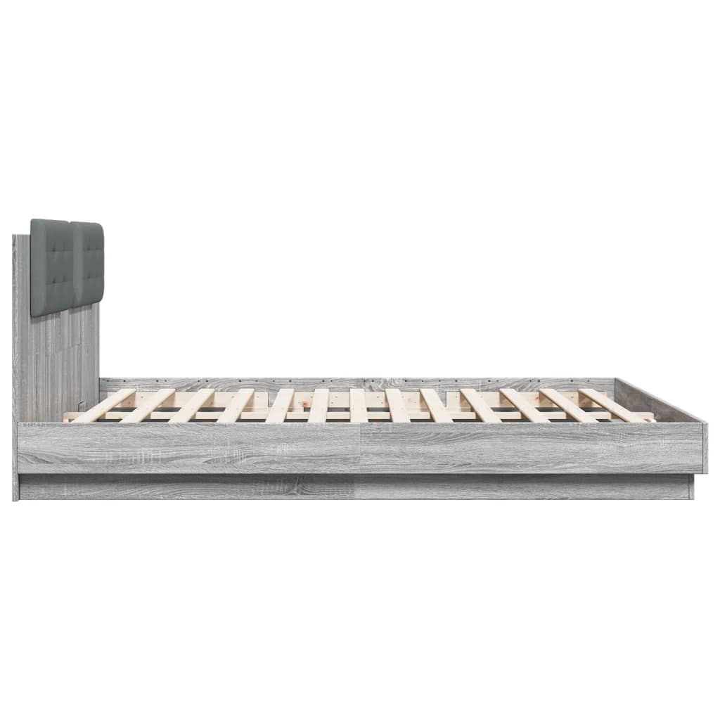vidaXL Πλαίσιο Κρεβατιού με Κεφαλάρι Γκρι Sonoma 200x200εκ. Επεξ. Ξύλο