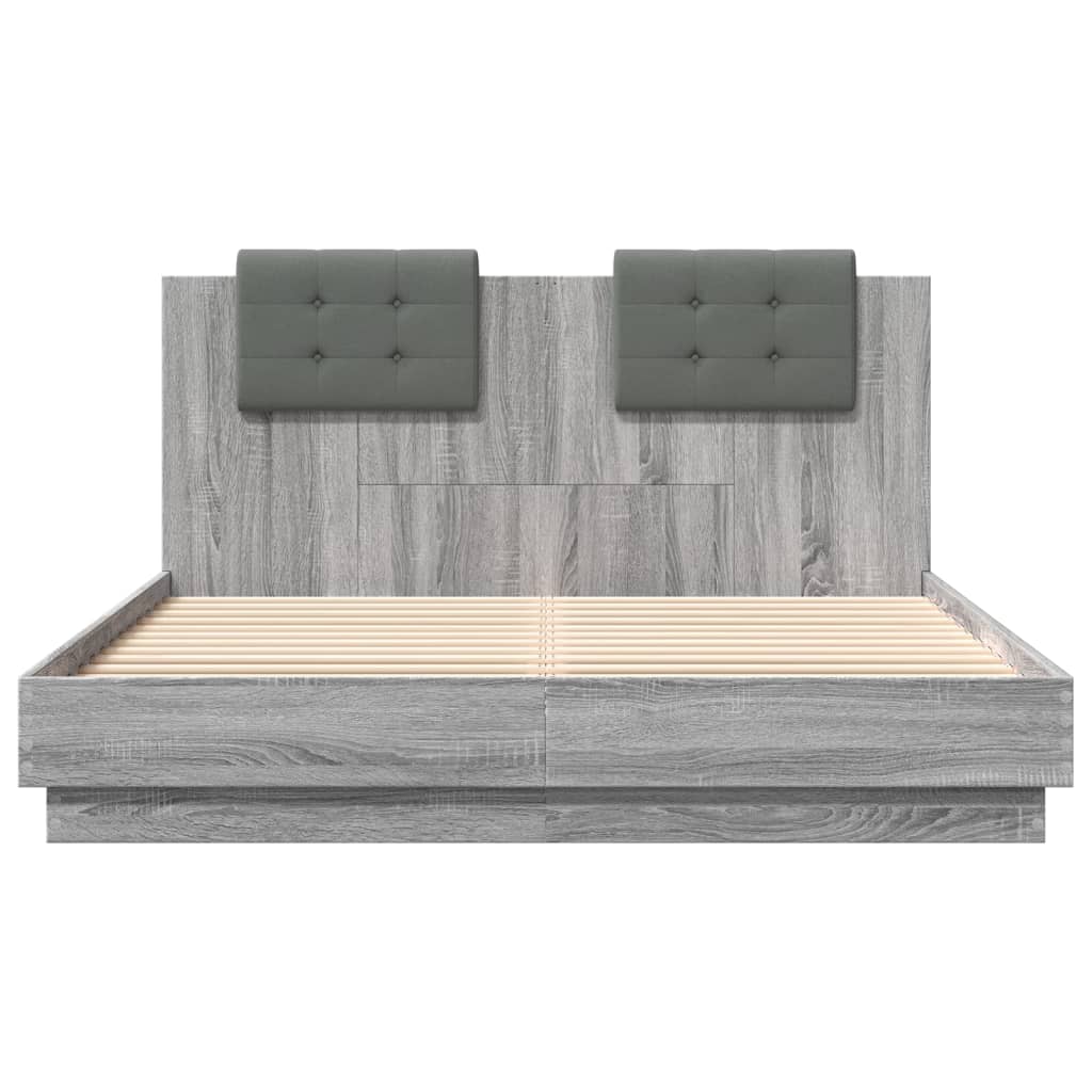 vidaXL Πλαίσιο Κρεβατιού με Κεφαλάρι Γκρι Sonoma 120x200εκ. Επεξ. Ξύλο
