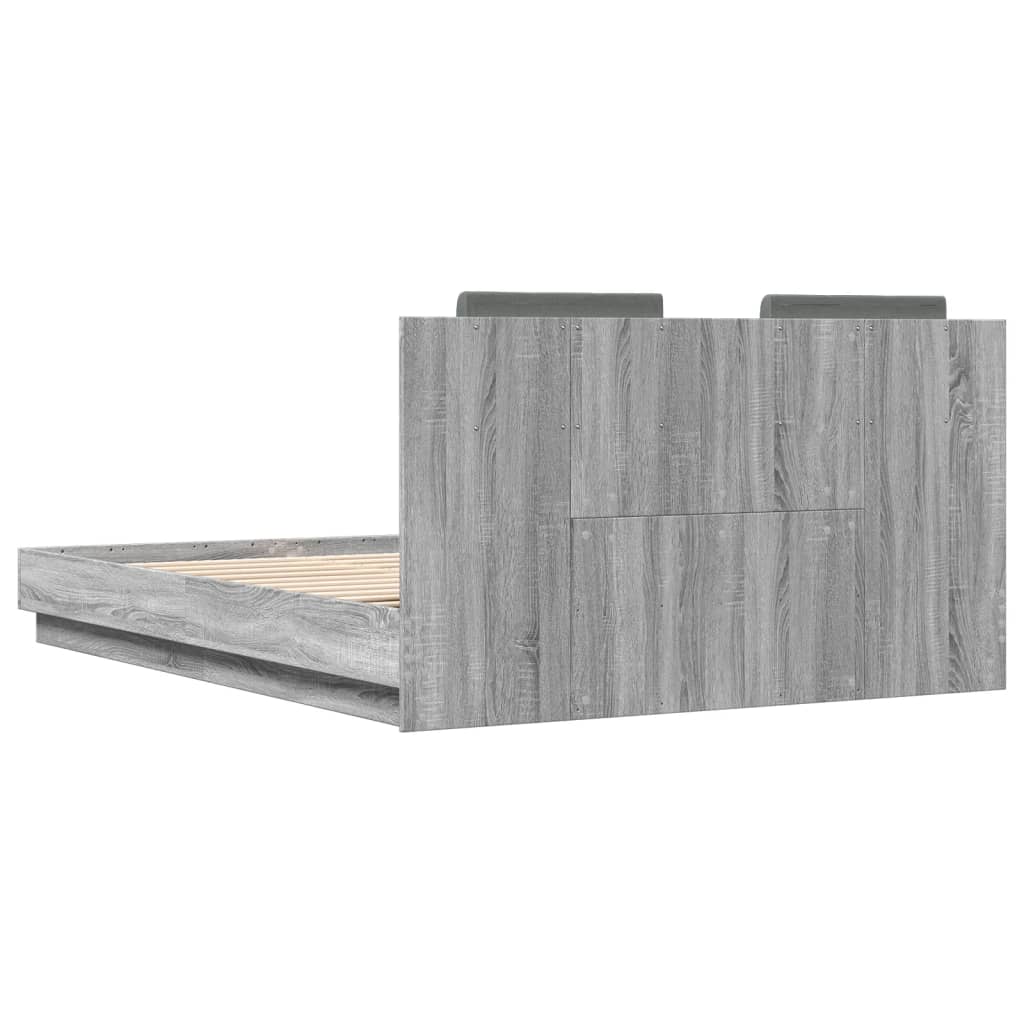 vidaXL Πλαίσιο Κρεβατιού με Κεφαλάρι Γκρι Sonoma 120x200εκ. Επεξ. Ξύλο