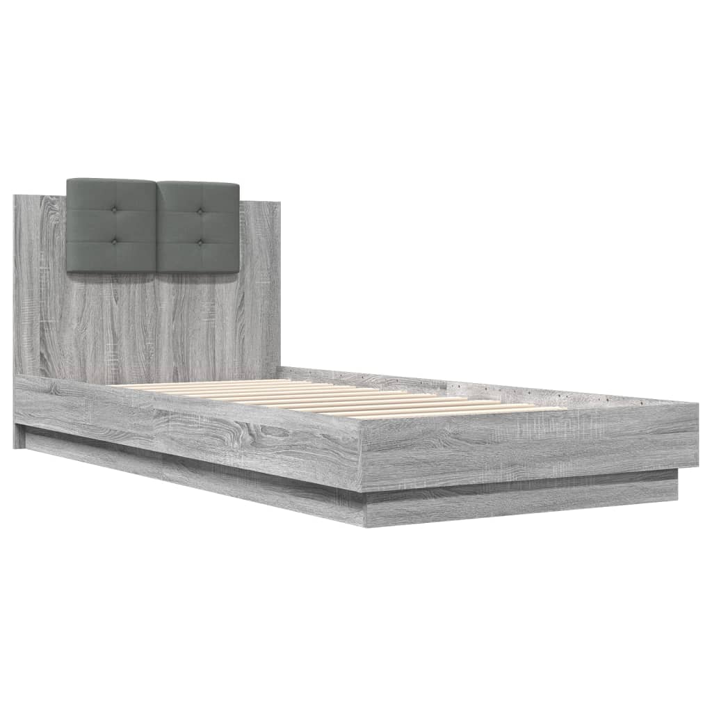 vidaXL Πλαίσιο Κρεβατιού με Κεφαλάρι Γκρι Sonoma 90x200 εκ. Επεξ. Ξύλο
