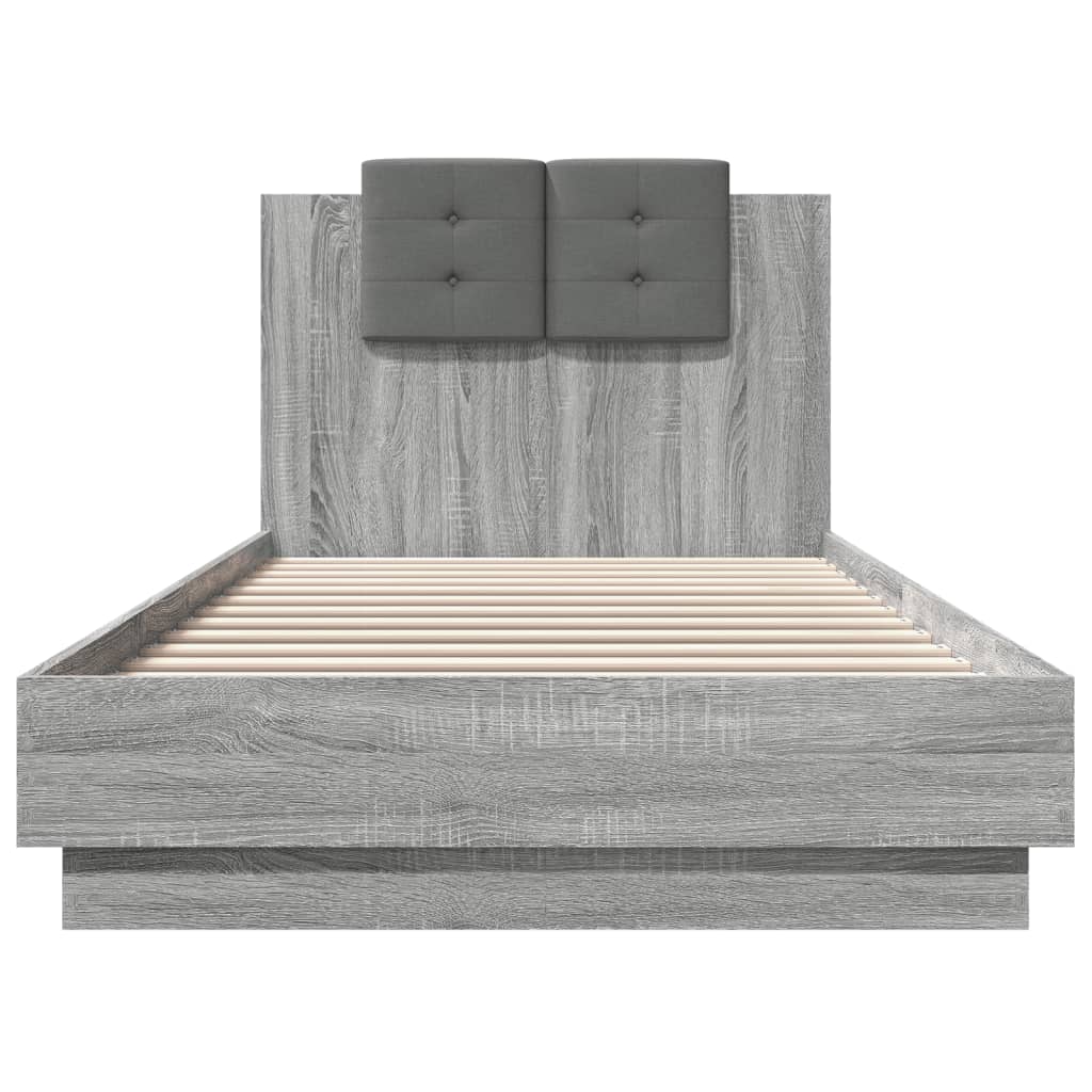 vidaXL Πλαίσιο Κρεβατιού με Κεφαλάρι Γκρι Sonoma 90x200 εκ. Επεξ. Ξύλο