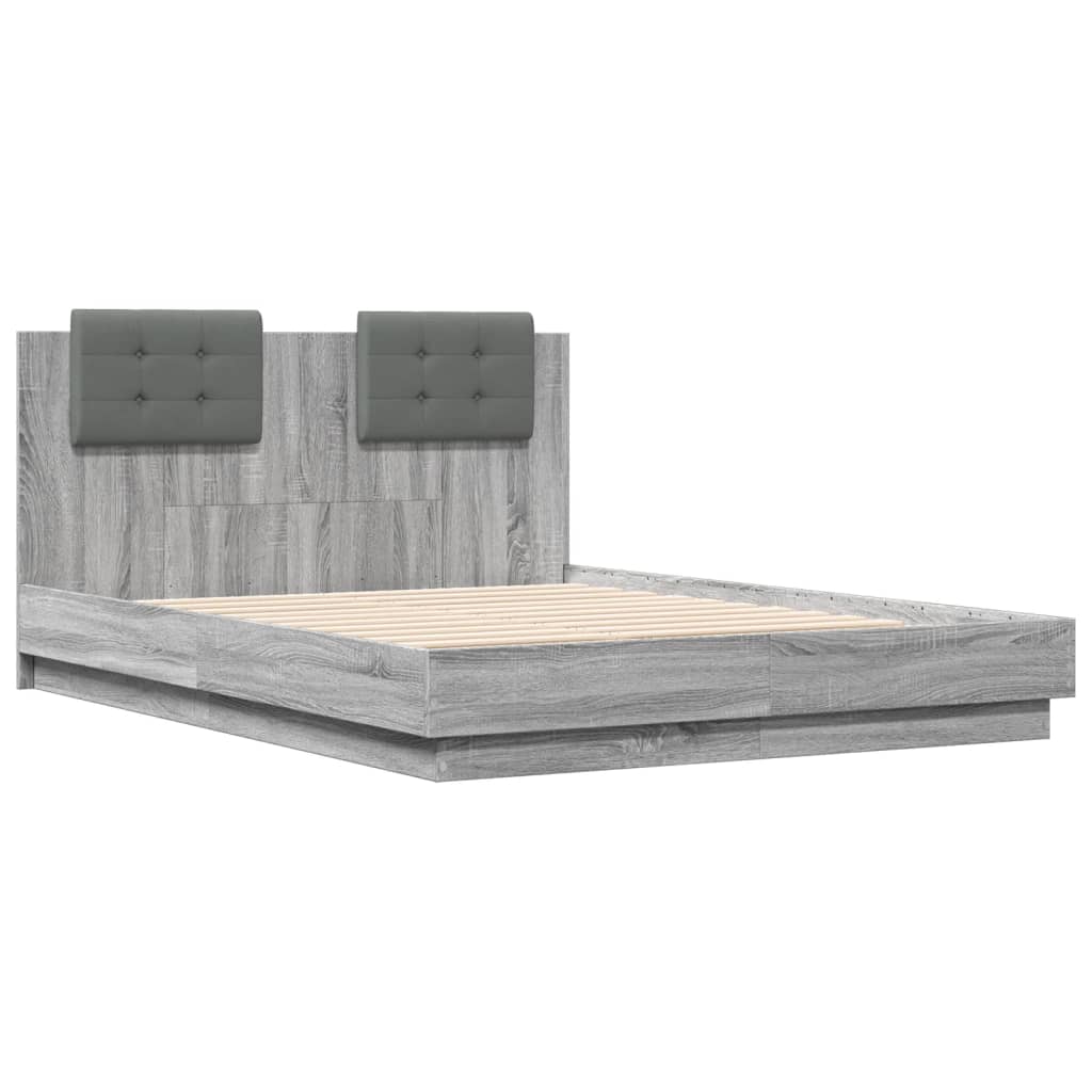 vidaXL Πλαίσιο Κρεβατιού με Κεφαλάρι Γκρι sonoma 120x190εκ. Επεξ. Ξύλο