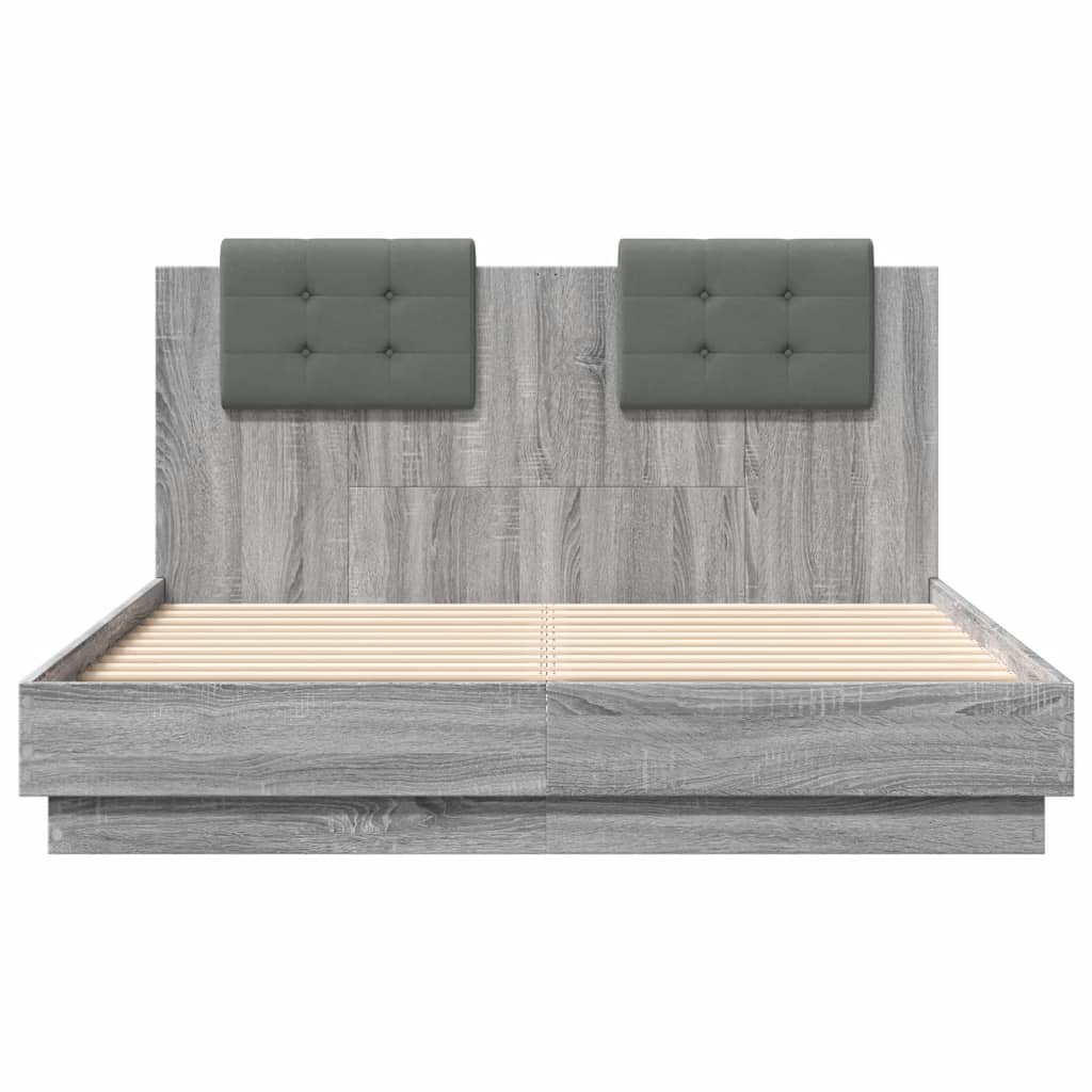 vidaXL Πλαίσιο Κρεβατιού με Κεφαλάρι Γκρι sonoma 120x190εκ. Επεξ. Ξύλο