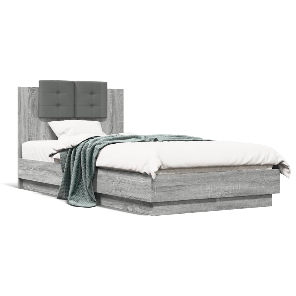 vidaXL Πλαίσιο Κρεβατιού με Κεφαλάρι Γκρι Sonoma 75x190 εκ. Επεξ. Ξύλο