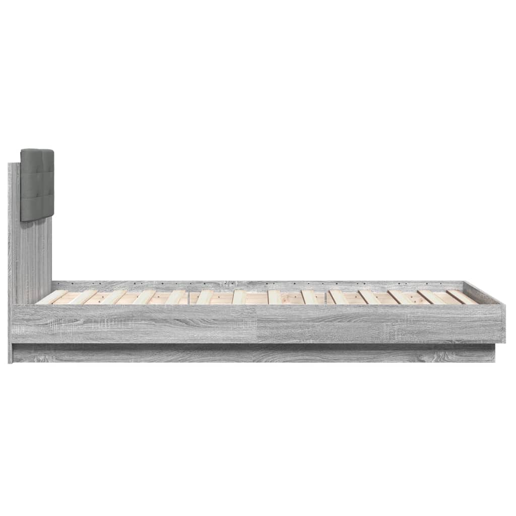 vidaXL Πλαίσιο Κρεβατιού με Κεφαλάρι Γκρι Sonoma 75x190 εκ. Επεξ. Ξύλο
