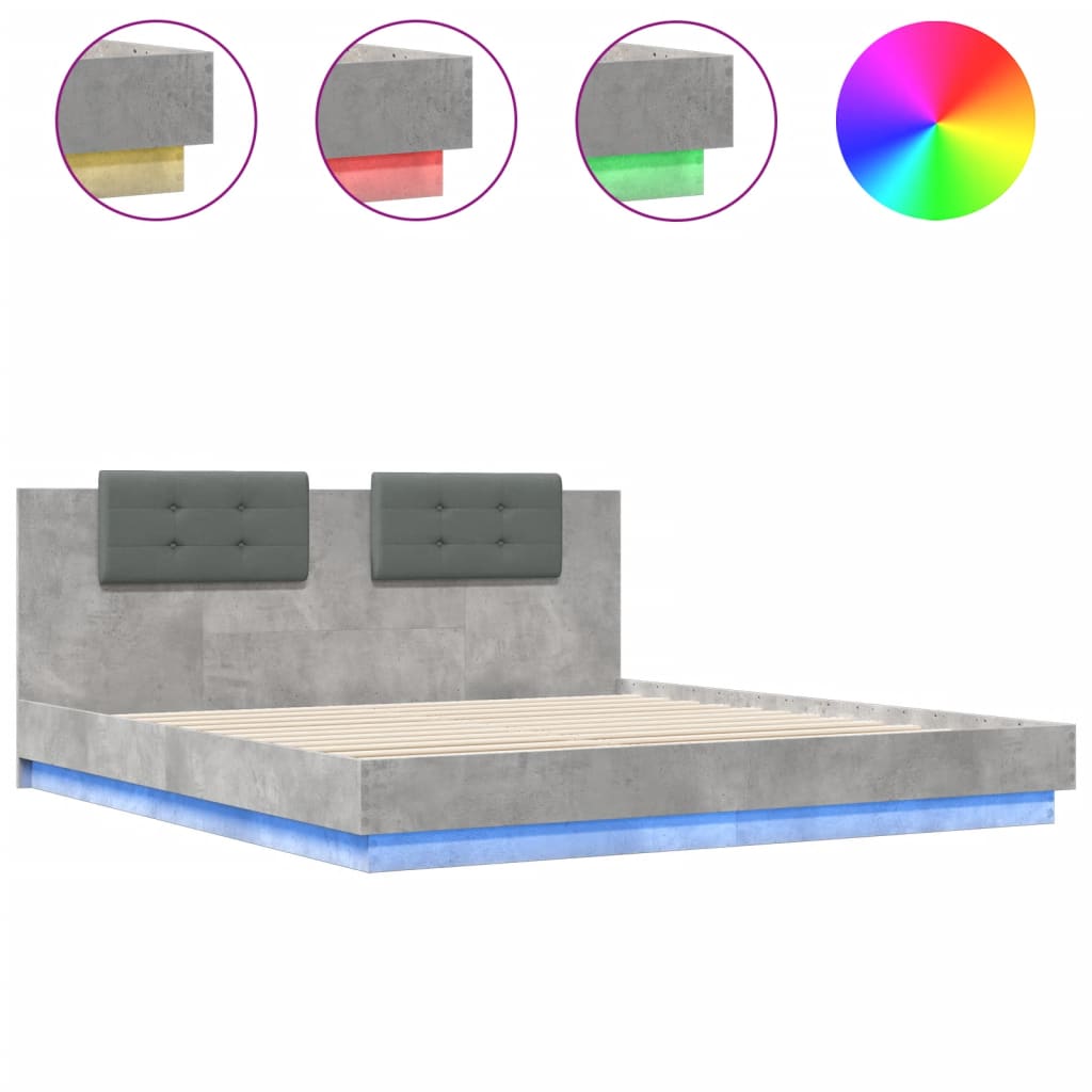 vidaXL Πλαίσιο Κρεβατιού με Κεφαλάρι και LED 160 x 200 εκ.