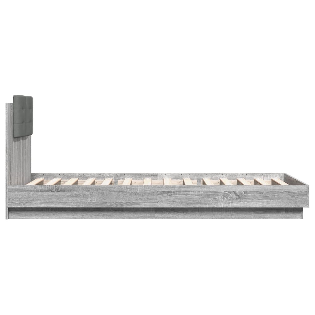 vidaXL Πλαίσιο Κρεβατιού με Κεφαλάρι και LED Γκρι sonoma 100 x 200 εκ.