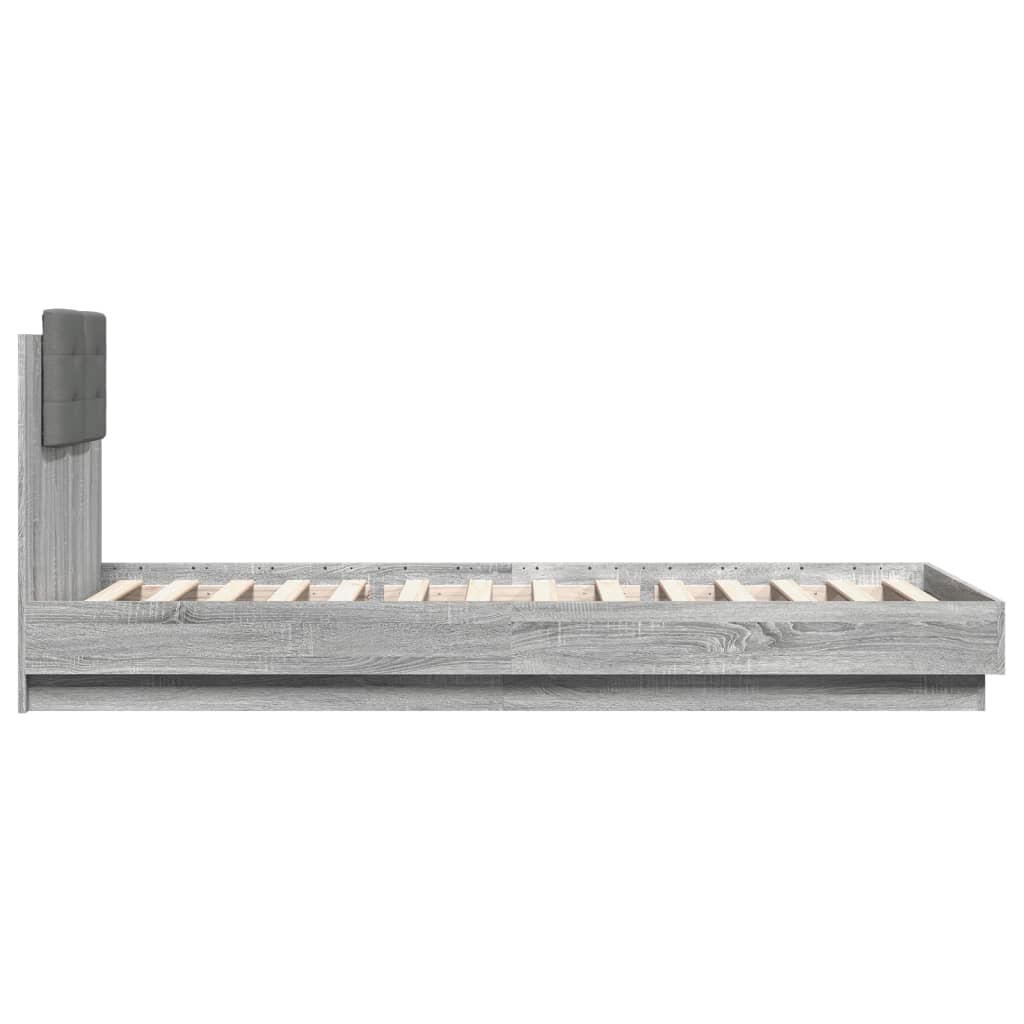 vidaXL Πλαίσιο Κρεβατιού με Κεφαλάρι και LED Γκρι sonoma 90 x 200 εκ.