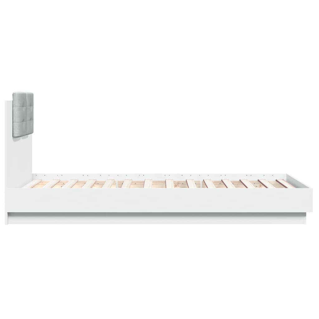 vidaXL Πλαίσιο Κρεβατιού με Κεφαλάρι/LED Λευκό 90 x 190 εκ.