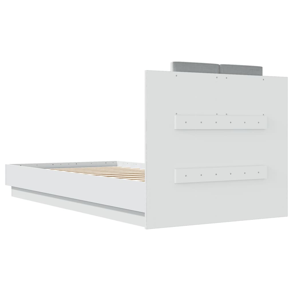 vidaXL Πλαίσιο Κρεβατιού με Κεφαλάρι/LED Λευκό 90 x 190 εκ.