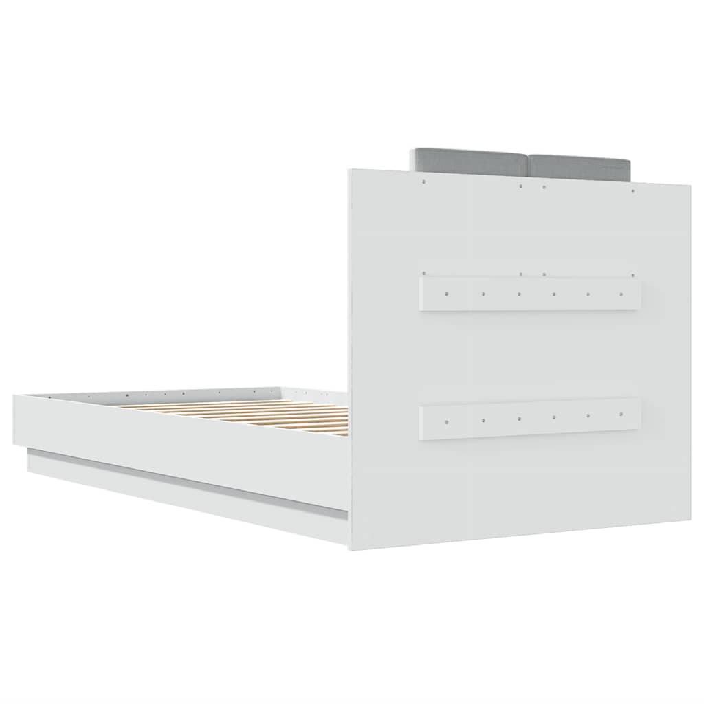 vidaXL Πλαίσιο Κρεβατιού με Κεφαλάρι & λυχνίες LED Λευκό 75 x 190 εκ.