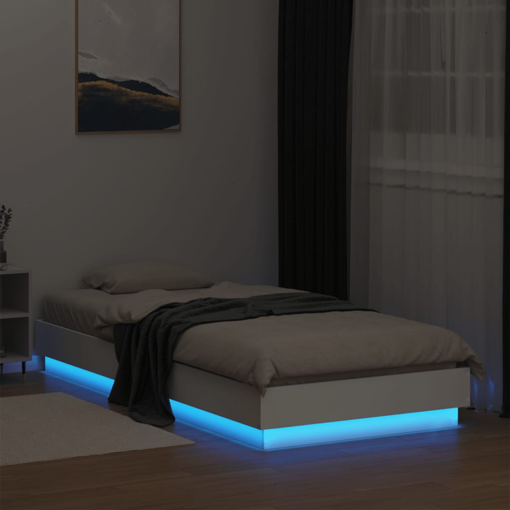 vidaXL Πλαίσιο Κρεβατιού με λυχνίες LED Λευκό 100 x 200 εκ.