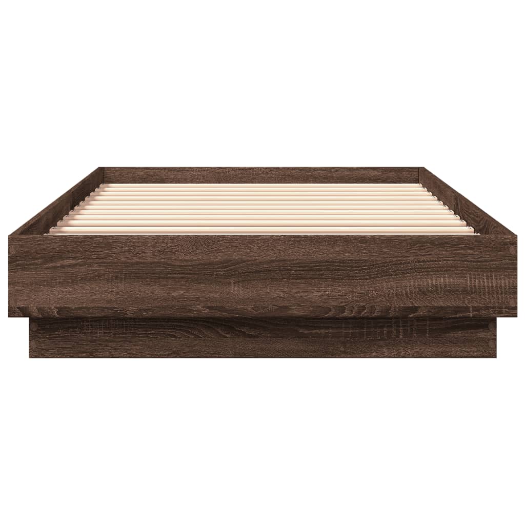 vidaXL Πλαίσιο Κρεβατιού με λυχνίες LED Καφέ δρυς 100 x 200 εκ.