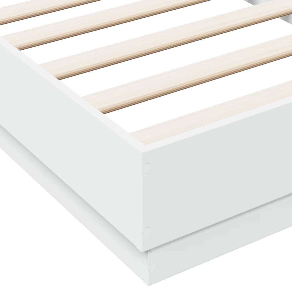 vidaXL Πλαίσιο Κρεβατιού με λυχνίες LED Λευκό 75 x 190 εκ.