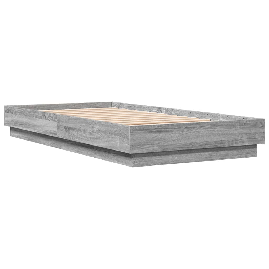 vidaXL Πλαίσιο Κρεβατιού με λυχνίες LED Γκρι sonoma 75 x 190 εκ.