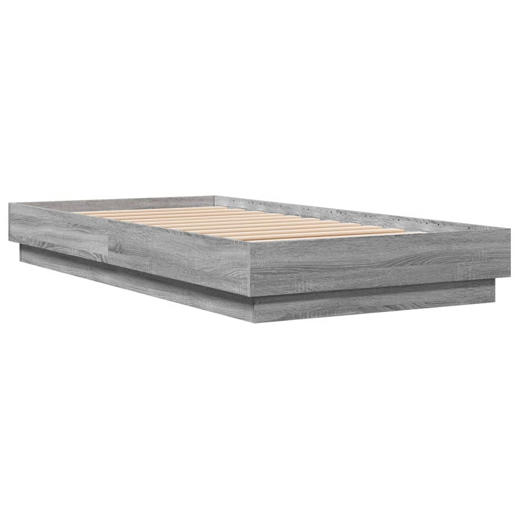 vidaXL Πλαίσιο Κρεβατιού με λυχνίες LED Γκρι sonoma 75 x 190 εκ.