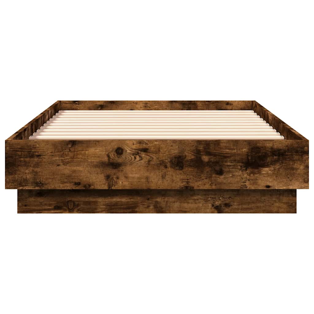 vidaXL Πλαίσιο Κρεβ. Χωρ. Στρώμα Καπνιστή Δρυς 90 x 190 εκ. Επεξ. Ξύλο