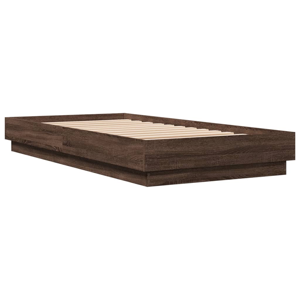 vidaXL Πλαίσιο Κρεβατιού Χωρ. Στρώμα Καφέ Δρυς 75x190εκ Επεξ. Ξύλο