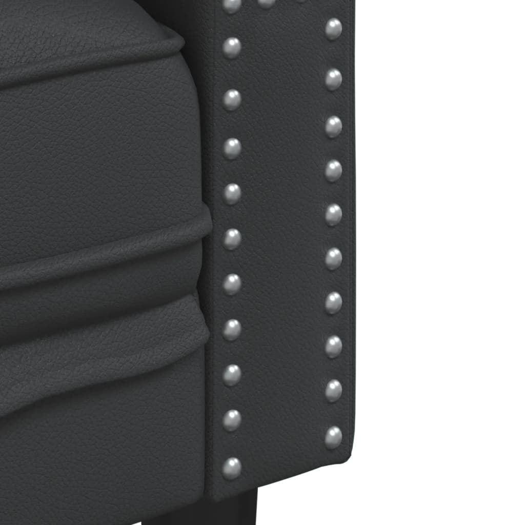 vidaXL Σετ Καναπέδων Chesterfield 3 Τεμαχίων από Μαύρο Συνθετικό Δέρμα