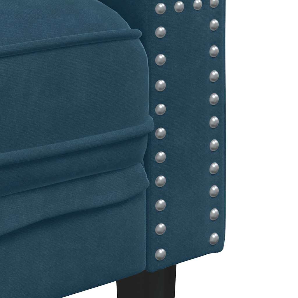 vidaXL Σετ Καναπέδων Chesterfield 3 Τεμαχίων με Στηρίγματα από Μπλε Βελούδο