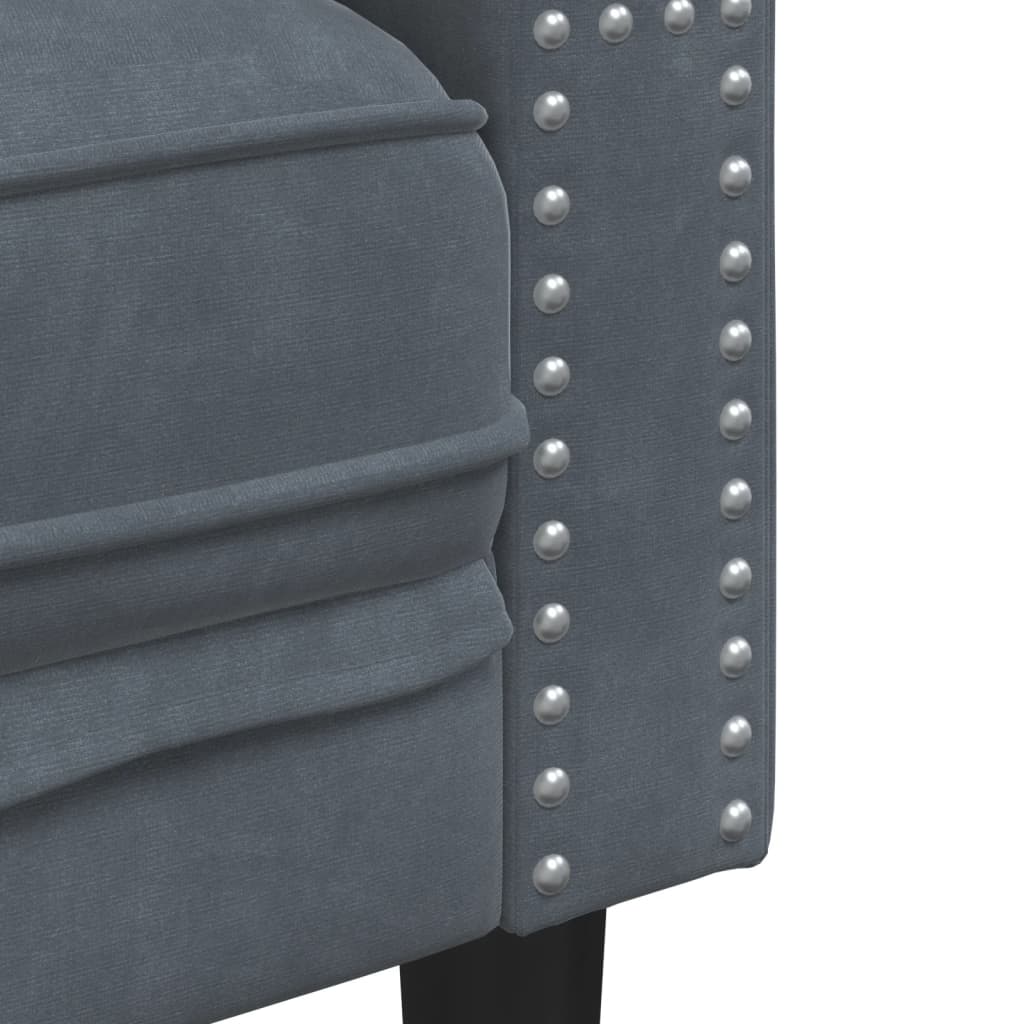 vidaXL Καναπές Chesterfield Σετ 2 Τεμ. με Στηρίγματα Σκ. Γκρι Βελούδο