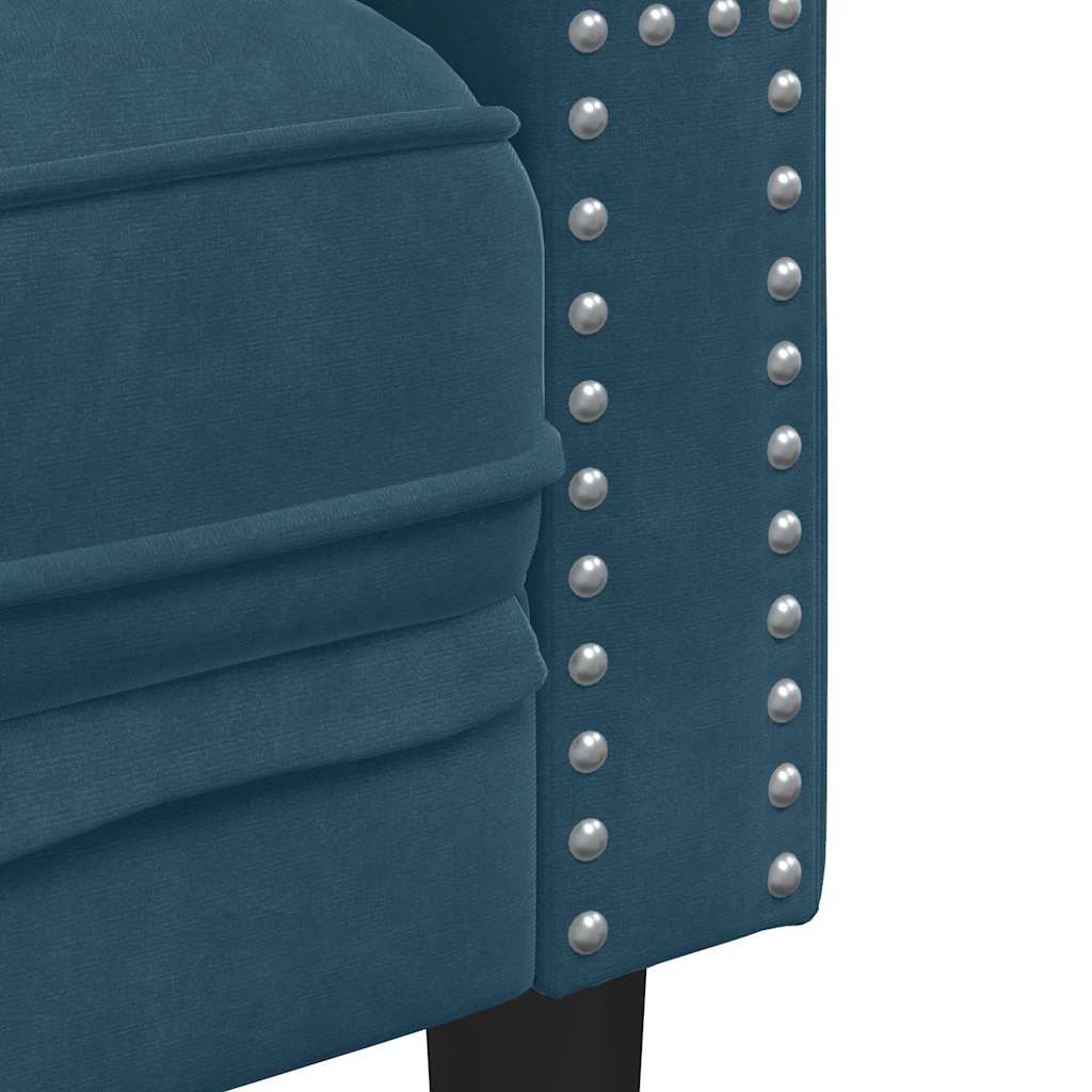 vidaXL Σετ Καναπέδων Chesterfield 2 Τεμαχίων με Στηρίγματα Μπλε Βελούδο