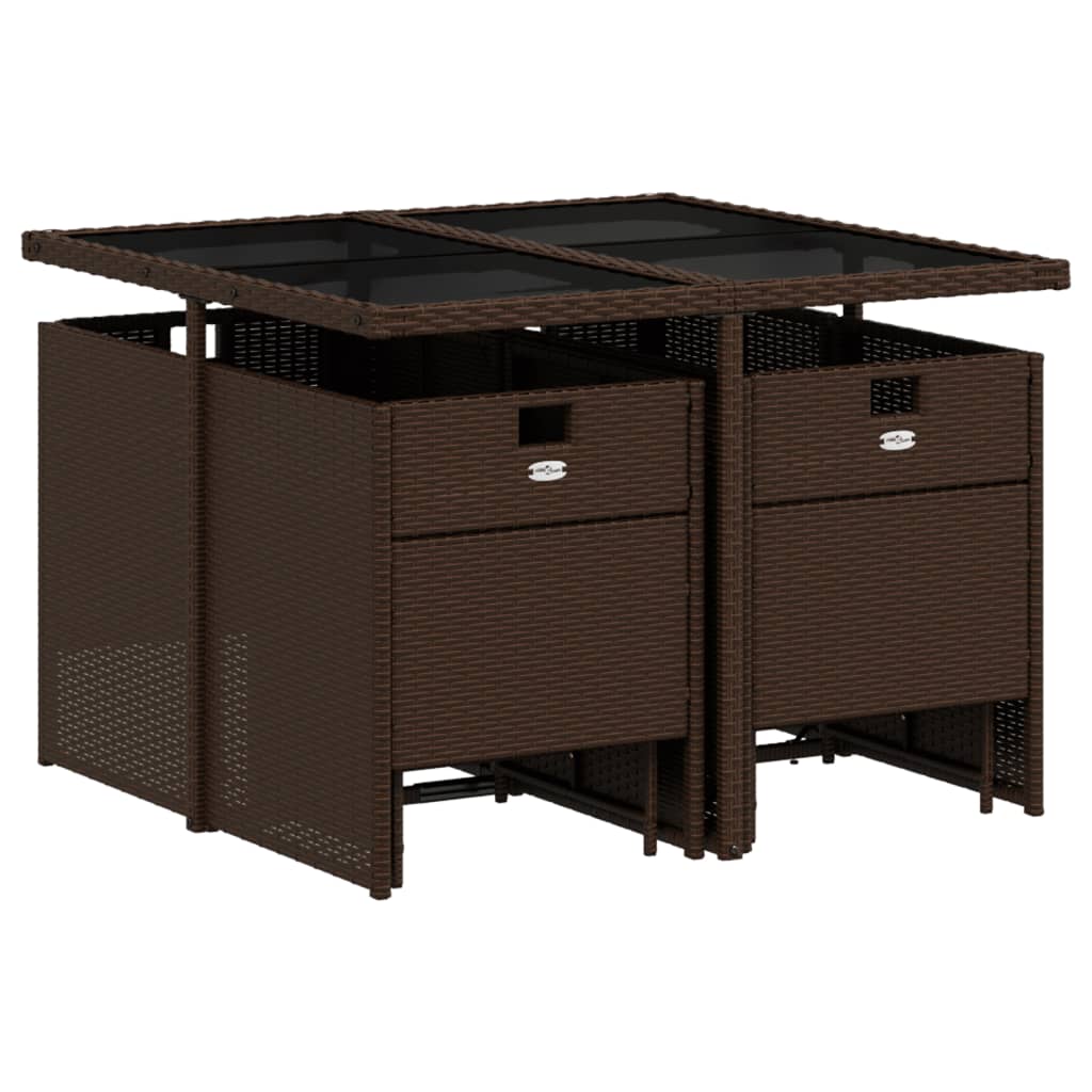 vidaXL Σετ Τραπεζαρίας Κήπου 9 τεμ. Καφέ Συνθετικό Ρατάν με Μαξιλάρια