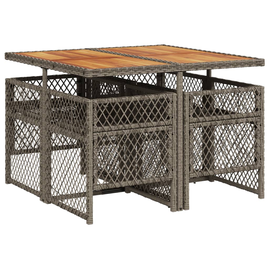 vidaXL Σετ Τραπεζαρίας Κήπου 5 τεμ. Γκρι Συνθ. Ρατάν με Μαξιλάρια