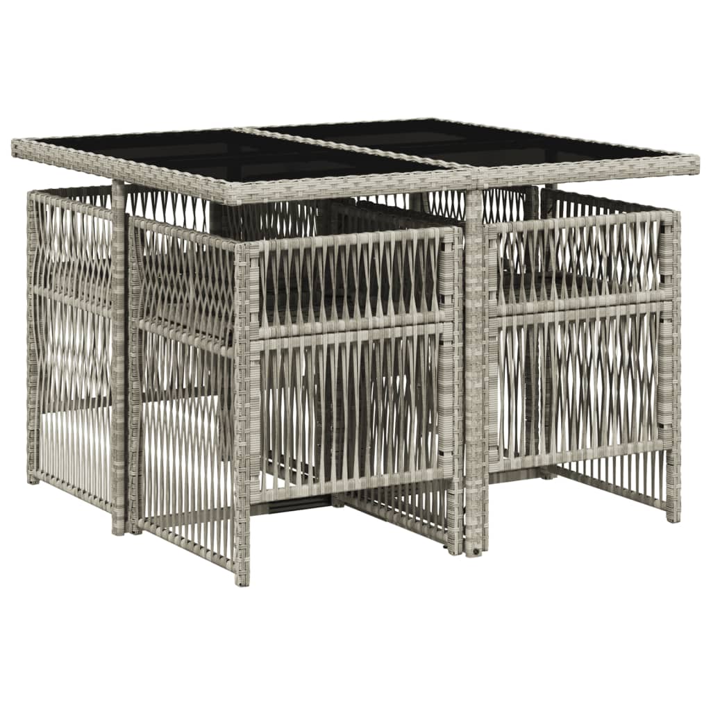 vidaXL Σετ Τραπεζαρίας Κήπου 5 τεμ. Αν. Γκρι Συνθ. Ρατάν με Μαξιλάρια