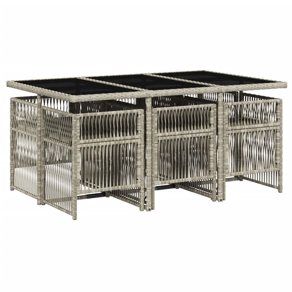 vidaXL Σετ Τραπεζαρίας Κήπου 7 τεμ. Αν. Γκρι Συνθ. Ρατάν με Μαξιλάρια