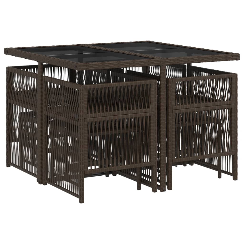 vidaXL Σετ Τραπεζαρίας Κήπου 9 τεμ. Καφέ Συνθετικό Ρατάν με Μαξιλάρια