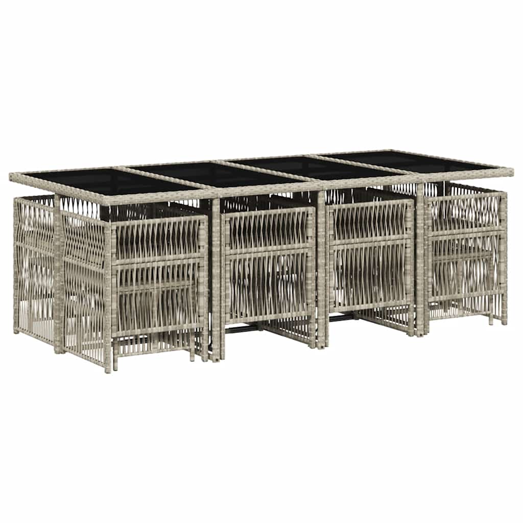 vidaXL Τραπεζαρία Κήπου 13 Τεμαχίων Γκρι Συνθετικό Ρατάν με Μαξιλάρια