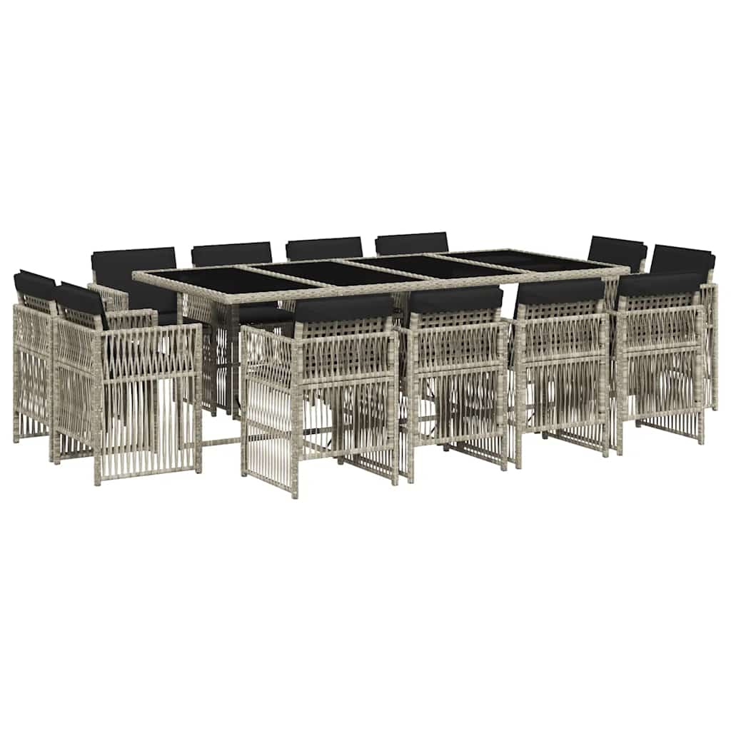 vidaXL Τραπεζαρία Κήπου 13 Τεμαχίων Γκρι Συνθετικό Ρατάν με Μαξιλάρια