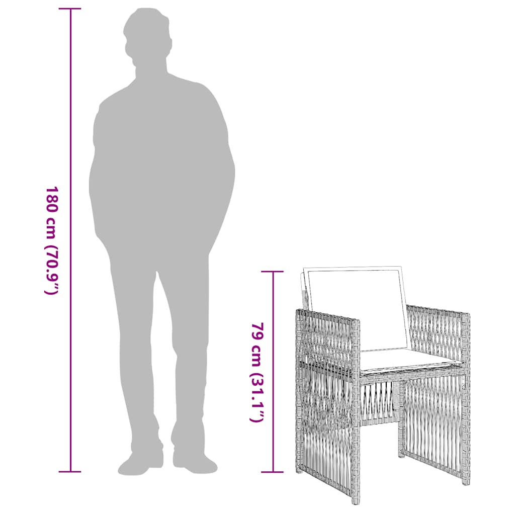 vidaXL Τραπεζαρία Κήπου 13 Τεμαχίων Γκρι Συνθετικό Ρατάν με Μαξιλάρια